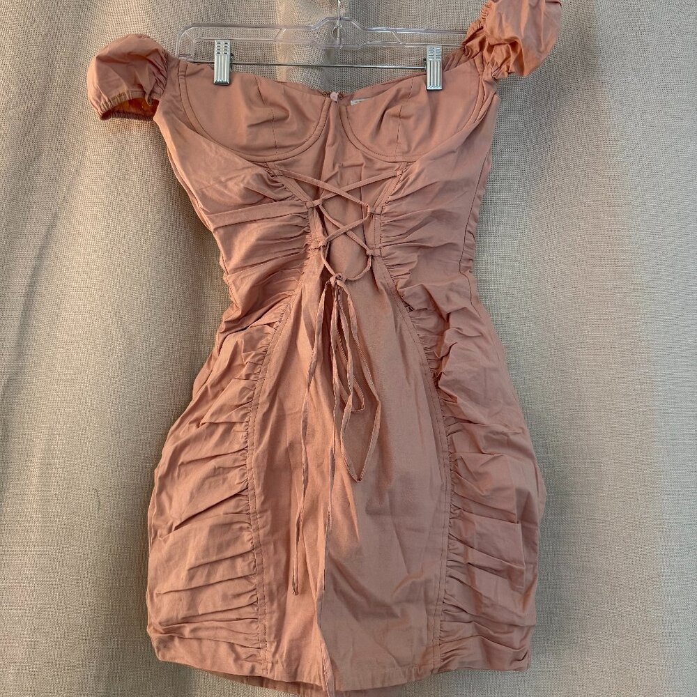 Oh Polly Ruched Pink Mini Dress